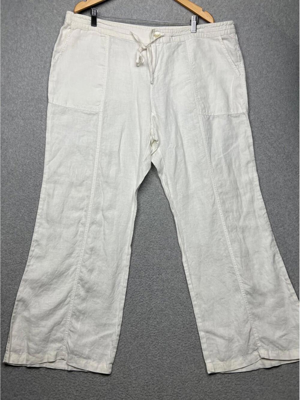 Lord & Taylor Womens Linen Wide Leg drawstring Waist Pants Plus 14 Casual Beach
